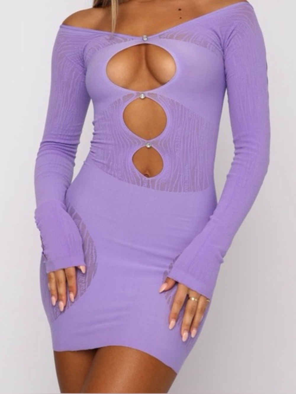 white fox one size long sleeve mini dress